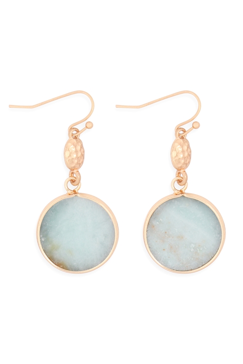 S21-9-4-MYE1265AMZ-FACETED NATURAL STONE DROP EARRINGS-AMAZONITE/6PAIRS