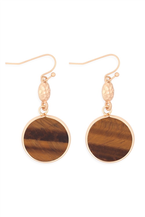 S21-9-4-MYE1265DBR-FACETED NATURAL STONE DROP EARRINGS-DARK BROWN/6PAIRS