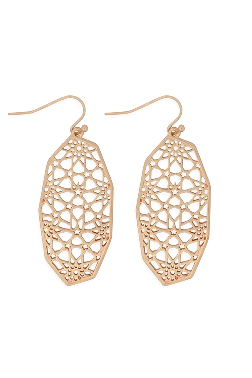 S22-11-3-MYE1273WG-POLYGONAL FILIGREE DROP EARRINGS-GOLD/6PCS