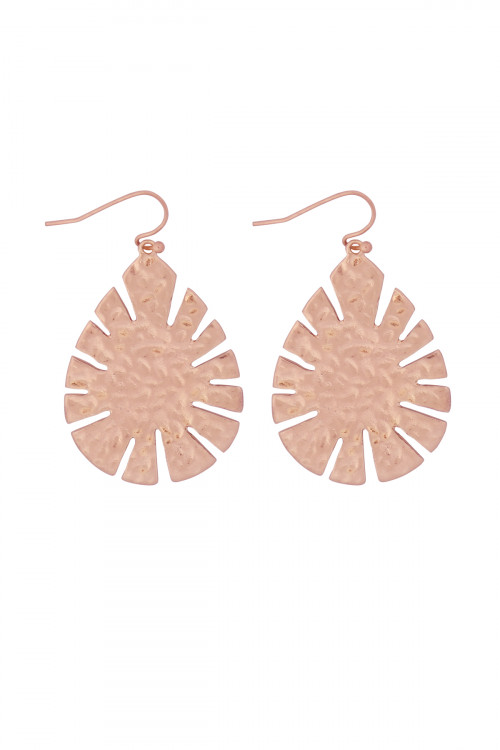 S21-11-4-MYE1281WRG-CAST LEAF SHAPE DROP EARRINGS-ROSE GOLD/6PAIRS