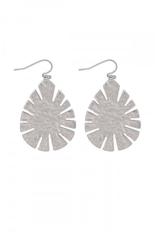 S21-11-4-MYE1281WS-CAST LEAF SHAPE DROP EARRINGS-SILVER/6PAIRS