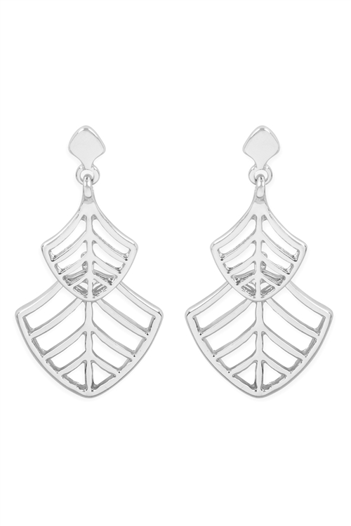 S22-11-2-MYE1285RH-LEAF FILIGREE DROP EARRINGS-SILVERS