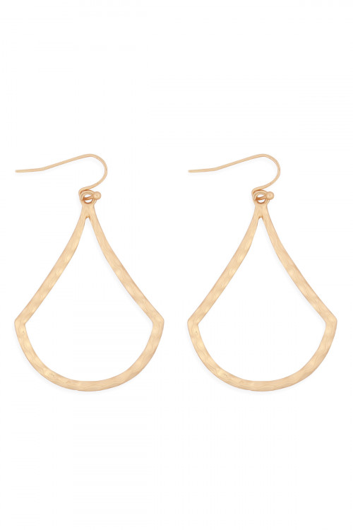 S21-12-4-MYE1286MG-HAMMERED DROP EARRINGS-GOLD/6PAIRS