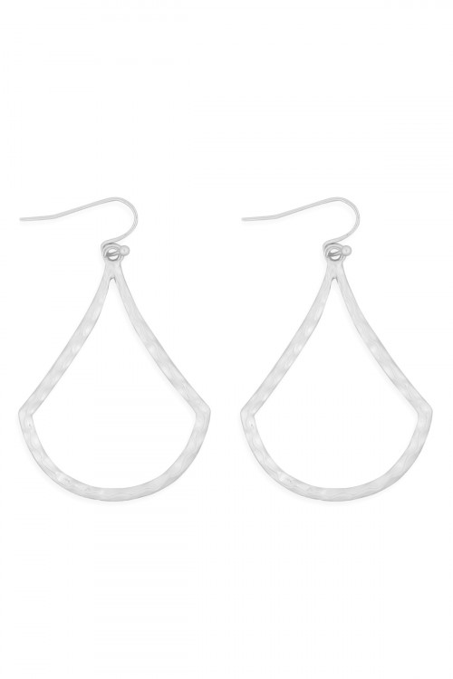 S21-12-4-MYE1286MS-HAMMERED DROP EARRINGS-SILVER/6PAIRS