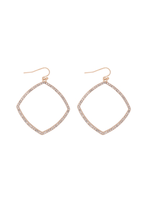 S4-6-2-MYE1290GD-1 - ZIRCONIA POLYGON DROP EARRINGS-GOLD/1PAIR