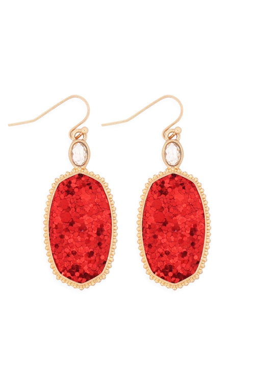 S23-8-4--MYE1308RD-FACETED SEQUIN DROP EARRINGS-RED/6PAIRS