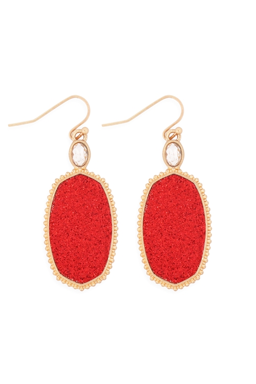 S20-10-4-MYE1309RD-FACETED DROP EARRINGS-RED/6PAIRS
