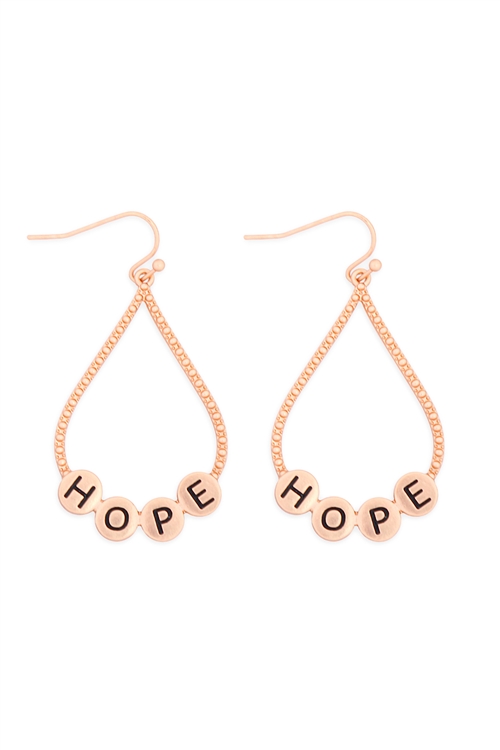 S29-3-1-MYE1400MGHP-HOPE CHARM TEARDROP EARRINGS-MATTE GOLD/6PAIRS