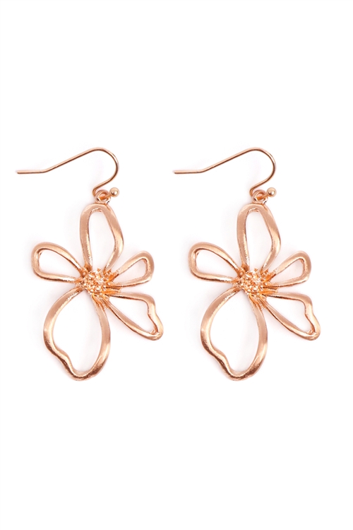 S29-2-1-MYE1401BGGD-WIRE FLOWER DROP EARRINGS-GOLD/6PAIRS