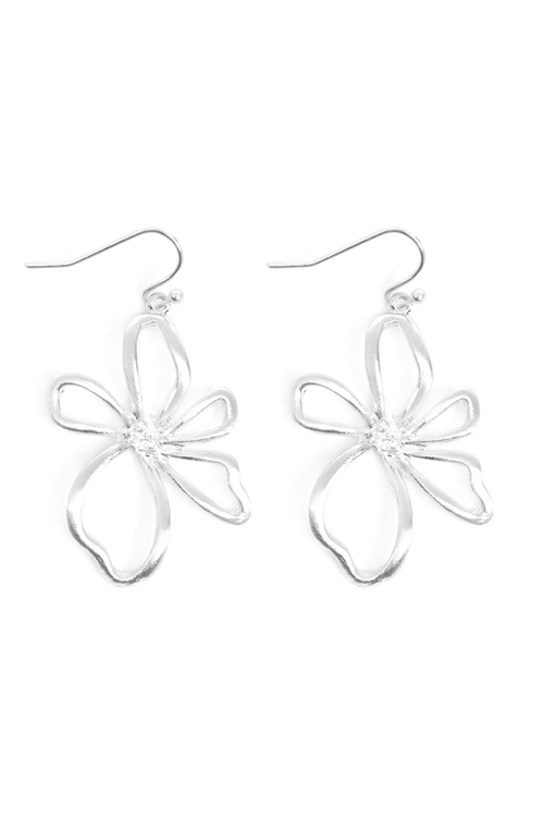 S29-2-1-MYE1401BGSL-WIRE FLOWER DROP EARRINGS-SILVER/6PAIRS