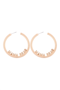 S23-6-2-MYE1411MGMA-"MAMA" LETTER ROUNDED HOOP EARRRINGS-MATTE GOLD/6PAIRS