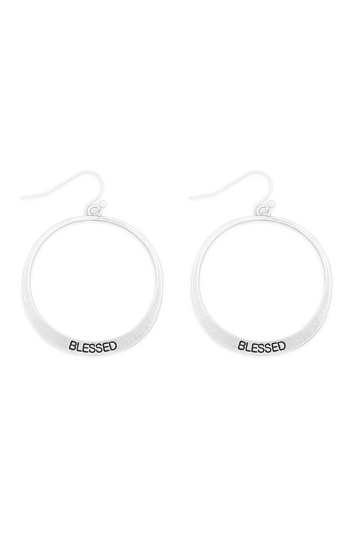 S29-2-1-MYE1412MSBLE- BLESSED  PINCHED HOOP DROP EARRINGS-MATTE SILVER/6PAIRS