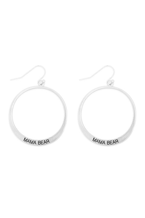 S29-2-1-MYE1412MSMA-MAMA PINCHED HOOP DROP EARRINGS-MATTE SILVER/6PAIRS