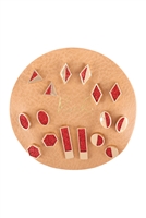 S25-3-4-MYE1469GDRD - ASSORTED SET GEOMETRIC SHAPE DRUZY STUD EARRINGS - GOLD RED/6PCS