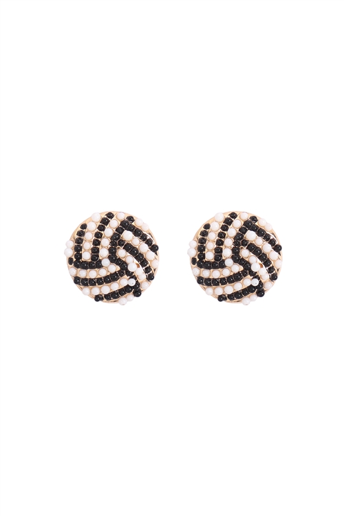 S23-3-5-MYE1470GVOL - SPORTS SEED BEAD STUD EARRINGS-VOLLEYBALL/6PCS