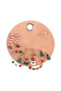 S21-10-3-MYE1505 -  CHRISTMAS SANTA, TREE,  CANDY CANE, POST SET EARRINGS/6PCS