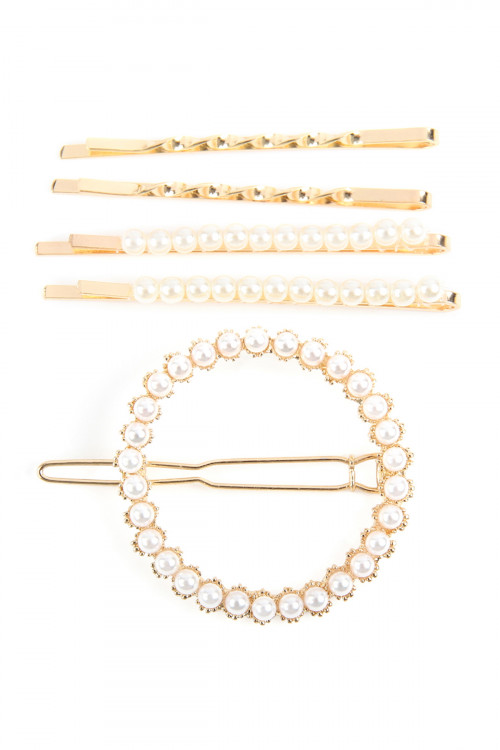 S3-4-2-MYH1065 - ROUND PEARL HAIR CLIP SET/6 SET