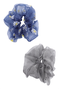 S2-6-1-MYH1431E-2PCS SET BIG SOFT CHIFFON HAIR SCRUNCHY-BLUE GRAY/6PCS