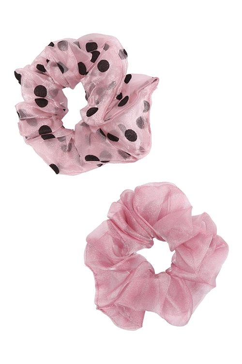 S2-6-2-MYH1431F-1 - 2PCS SET BIG SOFT GAUZE HAIR SCRUNCHY- PINK/1PC