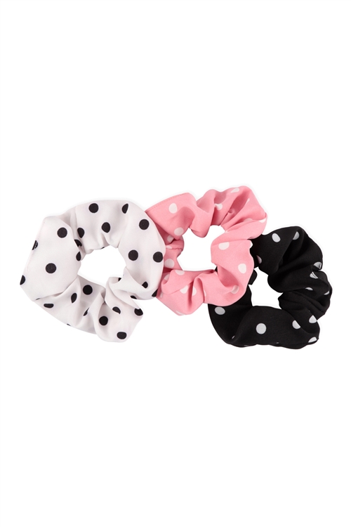 S21-4-4-MYH1500MT - POLKA DOTS ASSORTED SCRUNCHY HAIR ACCESSORIES SET OF 3-MULTICOLOR/6PCS
