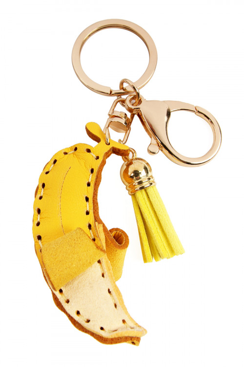 S7-5-3-MYK1001BAN BANANA LEATHER CHARM KEYCHAIN/6PCS