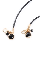 S23-9-4-MYN1199GBK GOLD BLACK  -NECKLACE LEATHER GLASS BEADS/6PCS