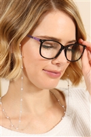 S23-8-1-MYN1207RWH SILVER WHITE EYEGLASSES &  PEARL CHAIN NECKLACE/6PCS