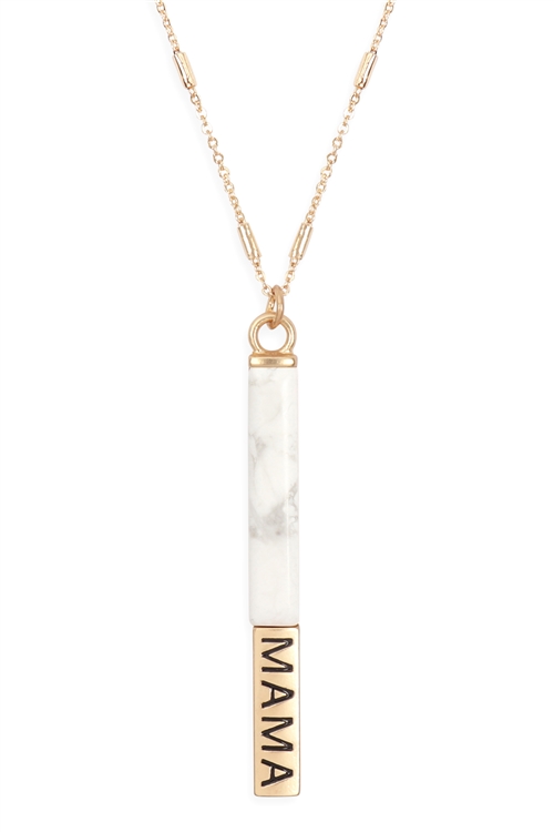 S20-8-2-MYN1303HOW-NATURAL STONE MAMA PENDANT BAR NECKLACE-HOWLITE/6PCS (NOW $1.75 ONLY!)