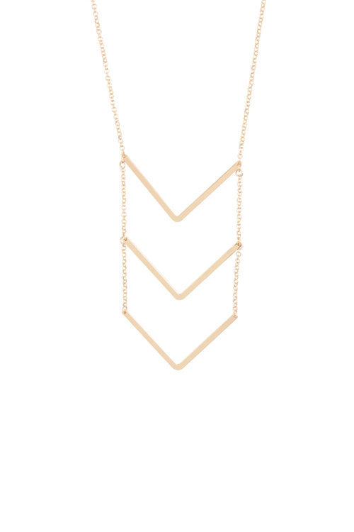 S17-10-3-MYN1362G- GOLD CHEVRON CHAIN LINK NECKLACE/6PCS