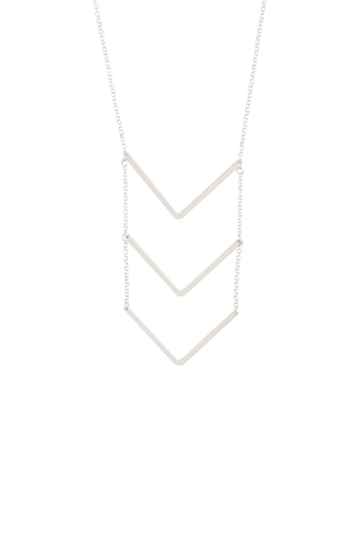 S17-10-3-MYN1362R- SILVER CHEVRON CHAIN LINK NECKLACE/6PCS