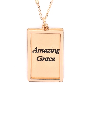 S29-2-4-MYN1421MGAMZ-AMAZING GRACE ETCHED BRASS BOX PENDANT NECKLACE-MATTE GOLD/6PCS