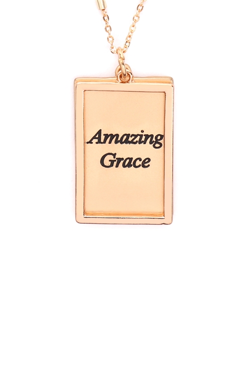 S29-2-4-MYN1421MGAMZ-AMAZING GRACE ETCHED BRASS BOX PENDANT NECKLACE-MATTE GOLD/6PCS