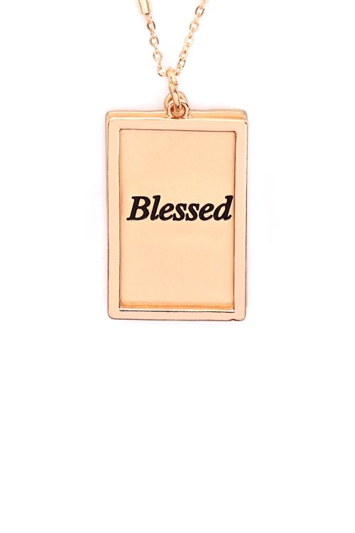 S29-2-4-MYN1421MGBLE-BLESSED ETCHED BRASS BOX PENDANT NECKLACE-MATTE GOLD/6PCS
