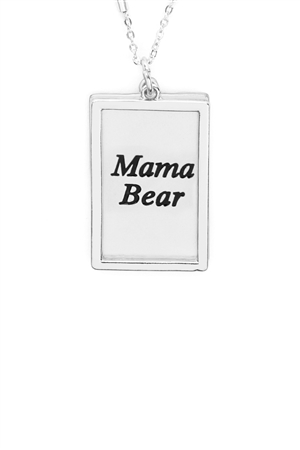 S29-1-4-MYN1421MSMA-MAMA ETCHED BRASS BOX PENDANT NECKLACE-MATTE SILVER/6PCS