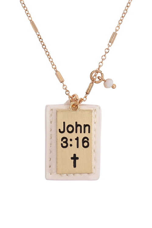 S23-6-3-MYN1430BGIV-JOHN 3:16 ENGRAVED PLATE POCKET NECKLACE - IVORY/6PCS (NOW $1.00 ONLY!)