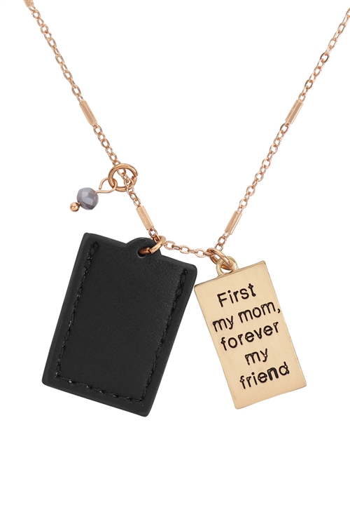 S23-7-4-MYN1432BGBK-BEAR ENGRAVED PLATE POCKET NECKLACE - BLACK/6PCS (NOW $1.00 ONLY!)