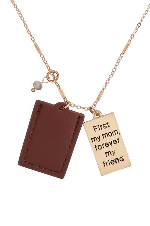 S21-8-2-MYN1432BGBR-BEAR ENGRAVED PLATE POCKET NECKLACE - BROWN/6PCS (NOW $1.00 ONLY!)