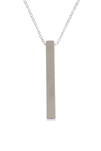 S17-8-2-MYN1515IR - SOLID BAR PENDANT NECKLACE-SILVER/6PCS