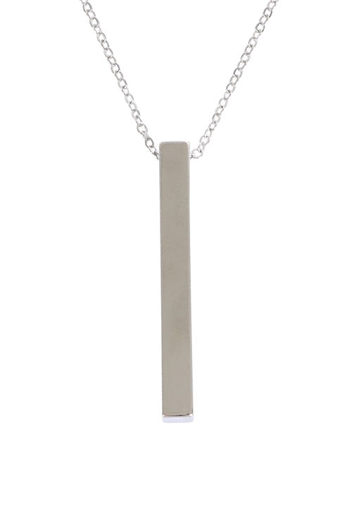 S17-8-2-MYN1515IR - SOLID BAR PENDANT NECKLACE-SILVER/6PCS