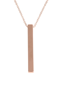 S20-1-4-MYN1515RG - SOLID BAR PENDANT NECKLACE-ROSE GOLD/6PCS