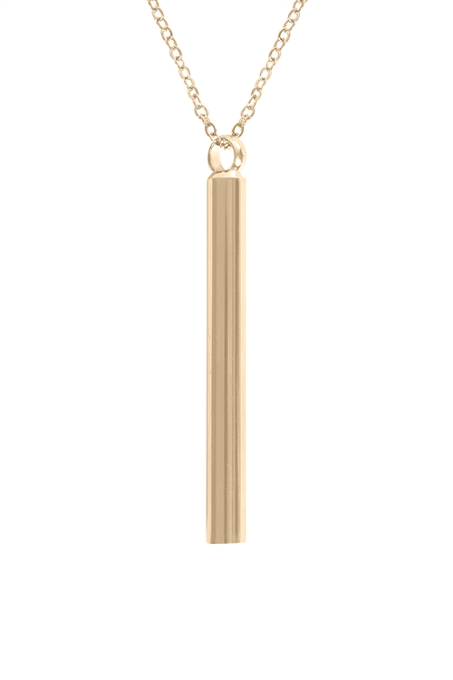 S23-3-3-MYN1516IG - VERTICAL BAR PENDANT NECKLACE-GOLD/6PCS