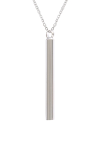 S23-3-3-MYN1516IR - VERTICAL BAR PENDANT NECKLACE-SILVER/6PCS