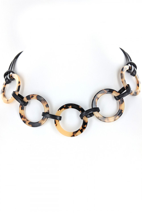 S1-2-2-LBN3506NT NATURAL COLOR RESIN HOOP FASHION NECKLACE & EARRING SET/3SETS