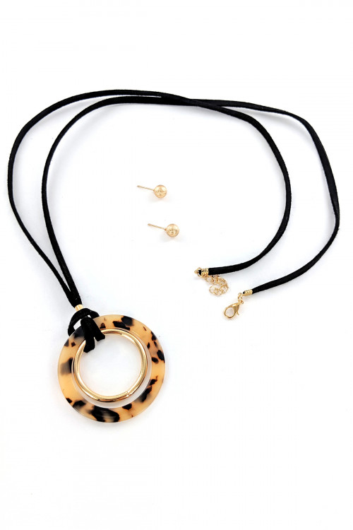 S1-1-3-LBN3507NT HOOP RESIN NECKLACE & EARRING SET/3SETS