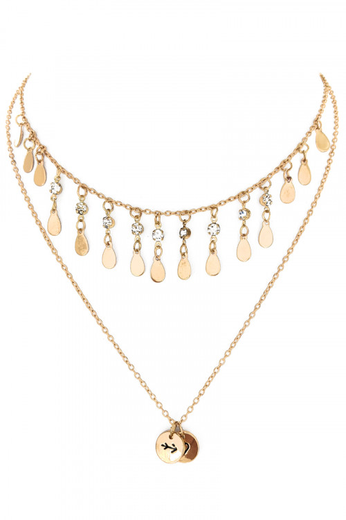 S1-1-2-LBN3540GD GOLD DOUBLE CHAIN NECKLACE/3PCS