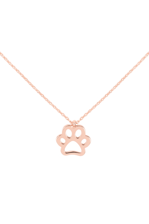 237-C-N3721RG - PAW CHARM PENDANT NECKLACE - ROSE GOLD/6PCS