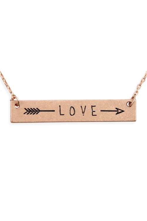 B-3-6-N4302WRG - "LOVE" MESSAGE NECKLACE - MATTE ROSE GOLD/6PCS