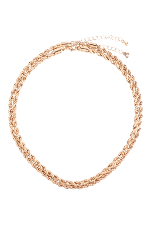 A2-3-2-N6189GD - ROPE CHAIN LAYERED SET NECKLACE - GOLD/6PCS