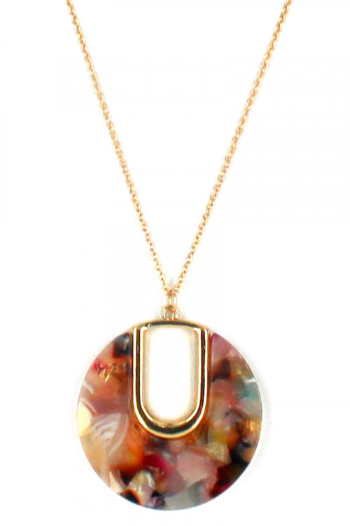 S1-2-1-LBN8131MU MULTI COLOR RESIN FASHION NECKLACE/3PCS