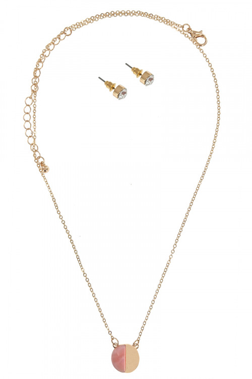 S1-6-2-LBN8153GD GOLD FASHION NECKLACE WITH MATCHING STUD EARRINGS SET/3SETS